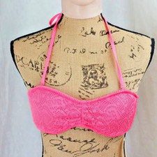New Aerie America Eagle Bright Pink Lace Bikini Top size XXSmall