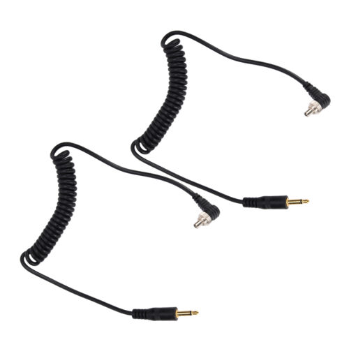 2pcs Universal 3.5mm To Male Flash PC Sync Cable Coiled Cord For Digital Cam ADS - Picture 1 of 22
