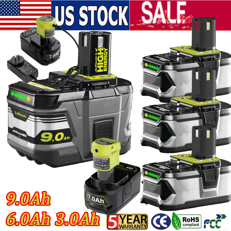 2PACK For RYOBI P108 18V 18 Volt One Plus High Capacity Lithium Battery Charger