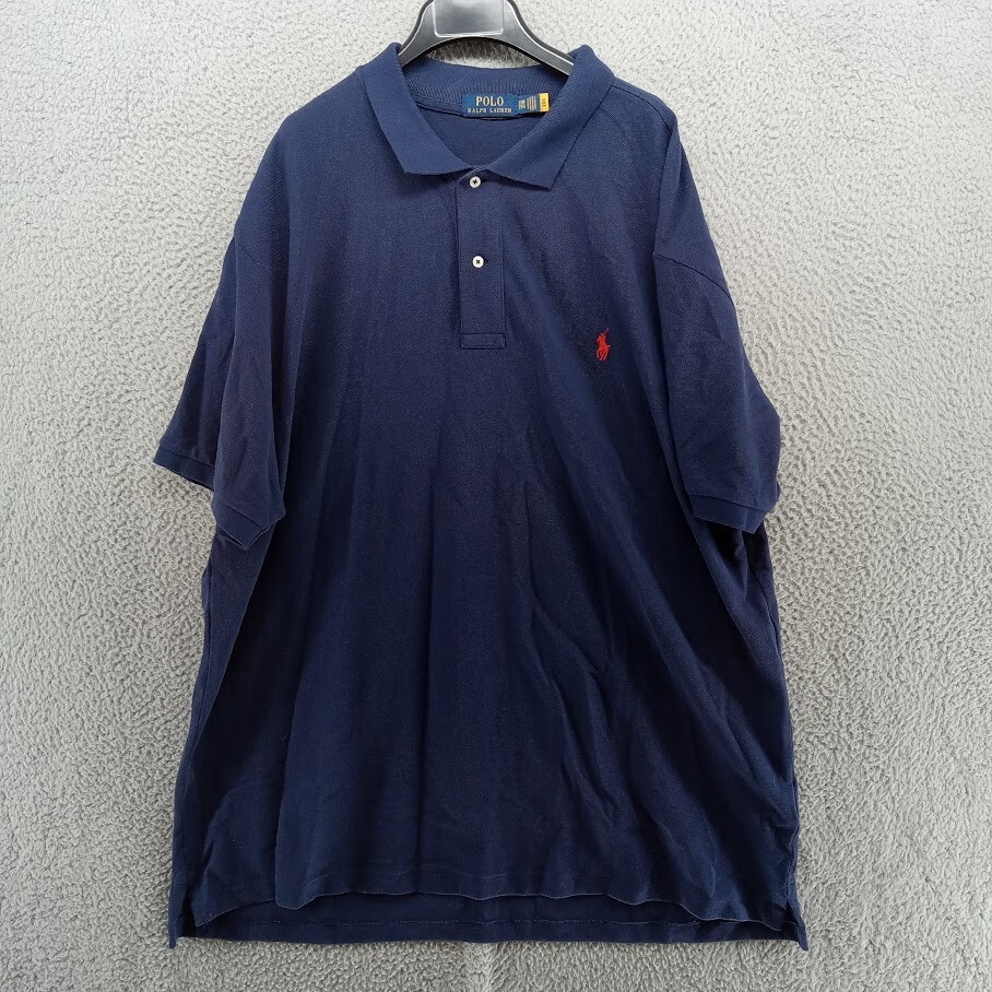 Polo Ralph Lauren Camicia Uomo 2XB Blu Classico Piqué 2 Bottoni Polo Rosso Pony