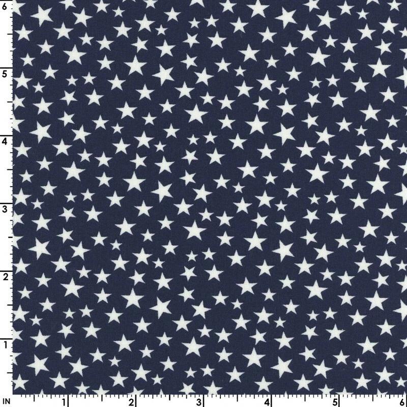 Fabric USA Stars Patriotic White Tossed on Navy GALAXY Cotton 1/4 yard 48488 - product detail image 2