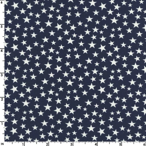 Fabric USA Stars Patriotic White Tossed on Navy GALAXY Cotton 1/4 yard 48488 image 2