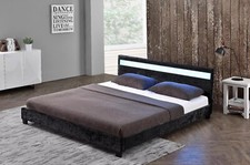 COOL LED CRUSHED VELVET LED Upholstered Bed Frame - Double or Small Double