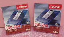 Lot Of 2 SEALED Imation DVD-RAM 9.4GB Double Sided Rewritable Media Type 4 NEW