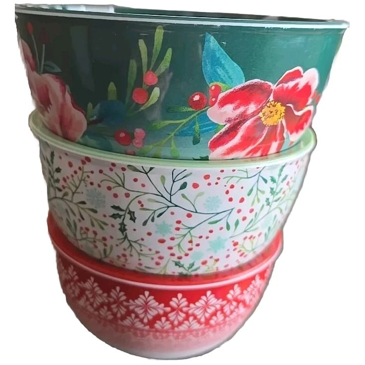 Pioneer Woman ~ Set of Three (3) ~ Melamine ~ Measuring Bowls ~ MERRY MEADOW