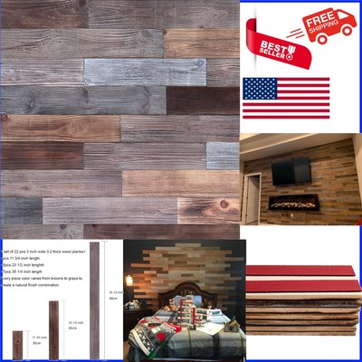 Easy DIY Rustic Wall Panels - 10.5 sq.ft Antique Finish Peel and Stick Planks