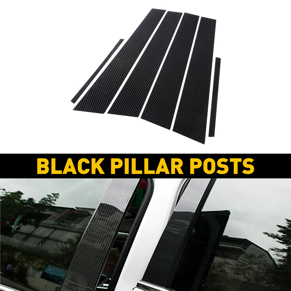 6-Piece Carbon Fiber Black Window Door Pillar Post Decals For Dodge Charger 2011-2021 – Glossy