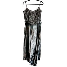 VINTAGE Jessica McClintock - 2 piece Gray  Black Prom Dress - Sz. 11/13