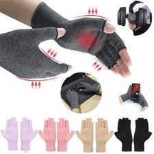 Anti Arthritis Compression Gloves Fingerless Support Rheumatoid Hand Pain Relief