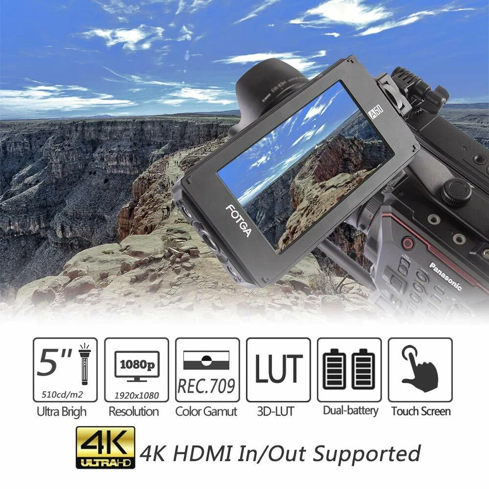 NEW! Fotga DP500IIIS A50TL 5" Touch Screen Video Camera Monitor 3D LUT 4K HDMI - Image 3 of 4