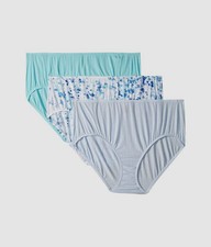  28 Jockey Women's Blue Stretch Full Rise Stretch Three Pack Brief Size 5