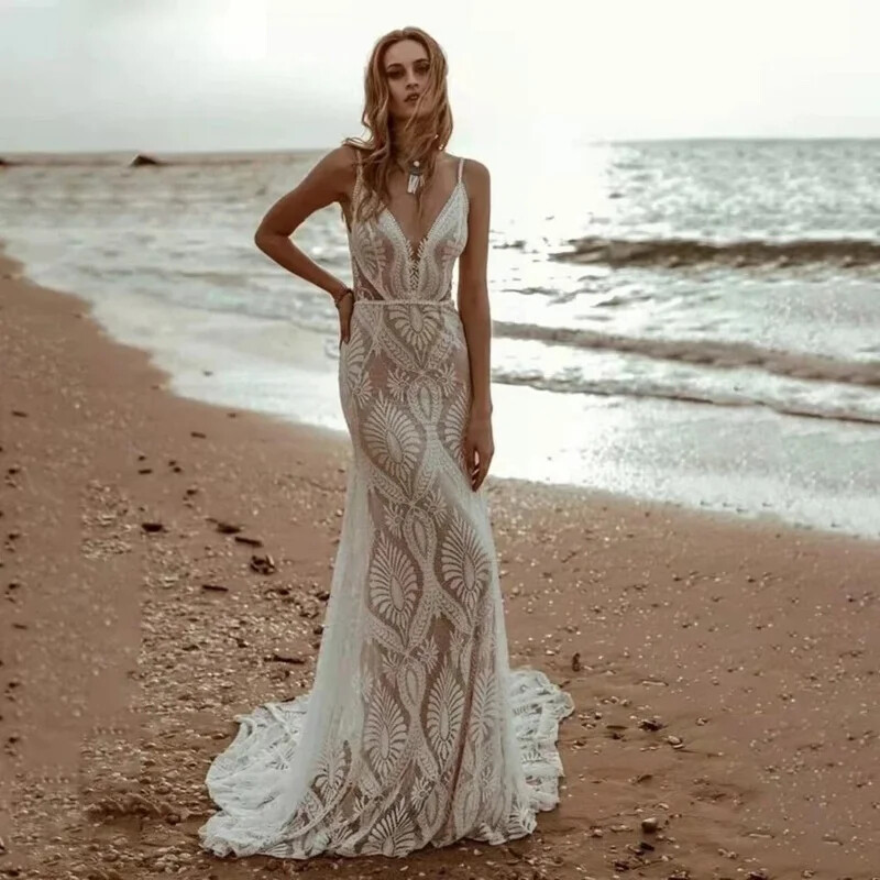 strapless lace beach wedding dress Boho Mermaid Dresses Backless Applique Bridal Gowns Buy Ann Summers Black 11.07.2025 A Line 2 Color:Black / White