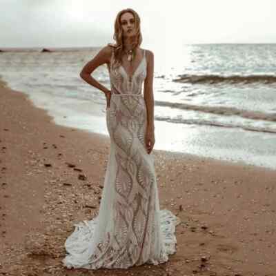 beach wedding dress sewing patterns Boho Mermaid Dresses Strapless Backless Lace Applique Bridal Gowns Sleeveless Waist Line del:2024-01 Agha Noor Heavy Embroidered Color:MINT