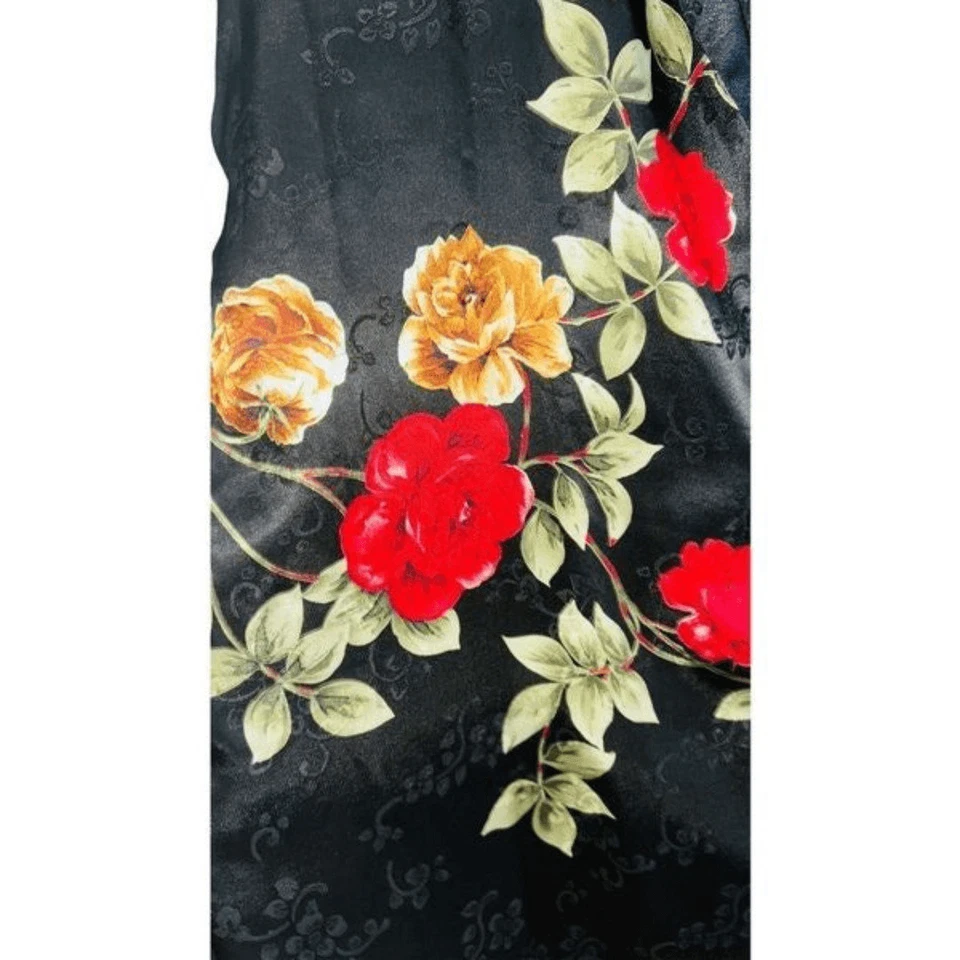 Jones New York Satinado Poliéster Mujer’s Negro Flor Estampado Bata Cinturón Adjunto Talla Foto 3 de 4