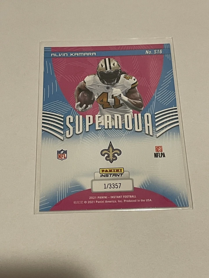 ALVIN KAMARA - 2021 Panini Instant #S16 NFL FOOTBALL SUPERNOVA - SAINTS 1/3357 - Image 3 of 4
