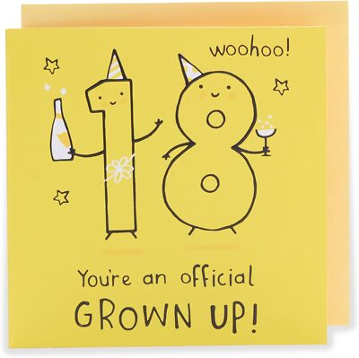 Lustige und helle Designkarte zum 18. Geburtstag für Sie/Sie/Freund