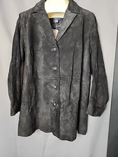 Venezia Jeans Real Suede Black Coat Women's NWT SZ 22/24 MSRP $149 Priority