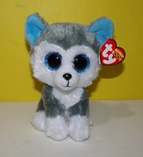 Ty Beanie Boo "SLUSH" Husky Dog 6 Inch Small Stuffed Toy Blue Eyes w/ Hang Tag