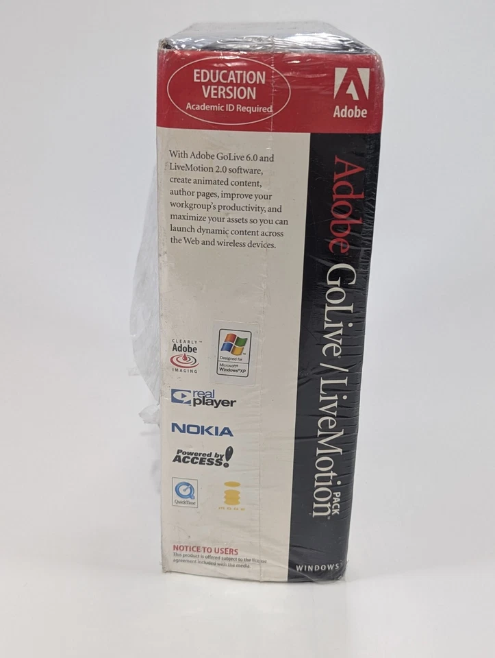 Adobe GoLive 6.0 and LiveMotion 2.0 Education Version for Windows NEW FAST SHIP - Image 2 of 4