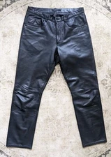 DKNY #74 Black Leather Pants 32x30 Soft Lambskin Styled like 50's iconic jeans10