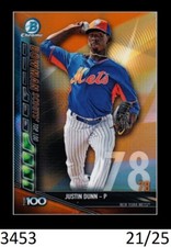 1-2017 BOWMAN CHROME TOP 100 ORANGE REFRACTOR JUSTIN DUNN MARINERS 21/25