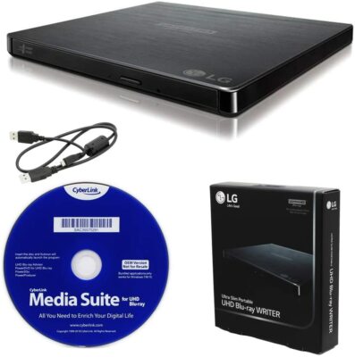 LG BP60NB10 Portable 6X UHD Blu-ray Burner + CyberLink Software