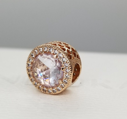 Authentic Pandora  Radiant Hearts Bead with Clear CZ Rose Charm