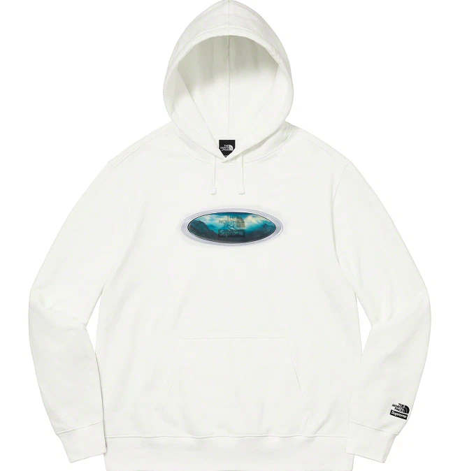 New Supreme The North Face Lenticular Mountains Hooded Sweatshirt White  Size XL