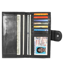 RFID Blocking Leather 2 Zip Wallet for Women Credit Card Holder Accordion Organi