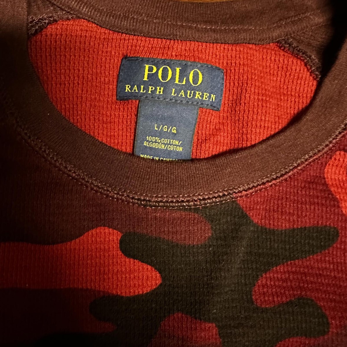 Polo, Ralph Lauren, red camo, long sleeve, thermal large | eBay