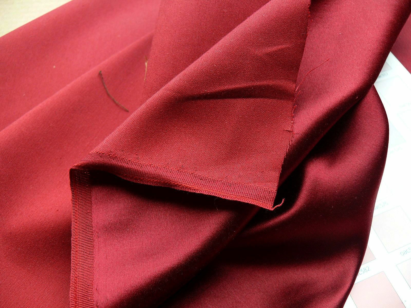 BY YARD SCALAMANDRE OLD WORLD WEAVERS SILK SATIN "MERLOT" DEEP RED