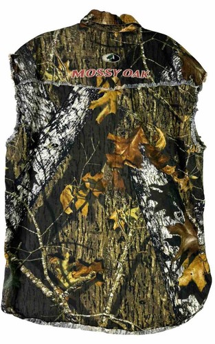 Mossy Oak Western Large Sleeveless Break Up Camo 100% Cotton Hunting Shirt EUC - Picture 2 of 7