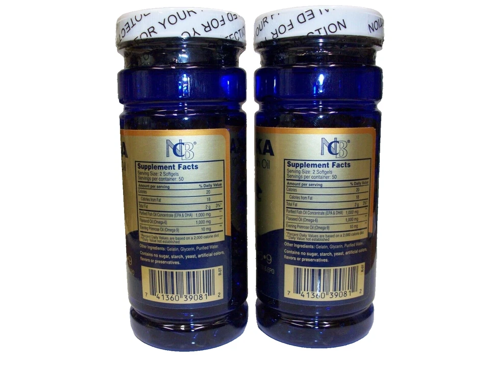 Aceite de pescado de aguas profundas Akaska 1000 mg Omega 3-6-9 100 cápsulas blandas (2 btl.) Foto 2 de 3