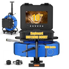 50m Sewer Pipe Inspection Camera w/ 512hz Self Leveling 9" Monitor Meter Counter