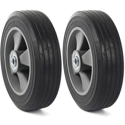 AR-PRO (2-Pack) 8 x 2 Flat Free Solid Rubber Tire and Wheel, 3/4 Axles Bore Hole