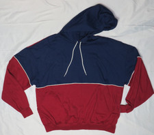 CROSS CREEK MENS XL RED WHITE BLUE TERRY HOODIE SWEATSHIRT LS VINTAGE USA MADE