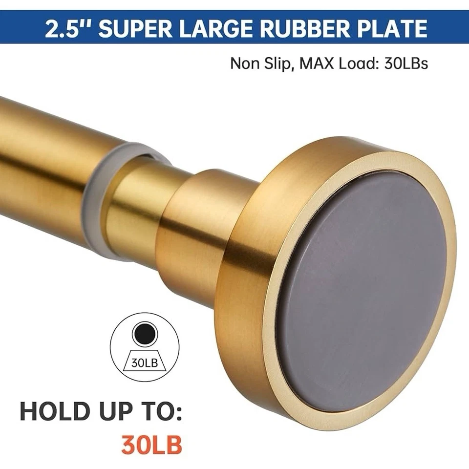 Gold Shower Curtain Rod Tension 43-73 inches Metal Steel Never Rust No Drill 1"W - Image 4 of 4