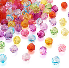 100Pcs Transparent Acrylic Faceted round Ball Spacer Beads 10Mm Random Mixed Col