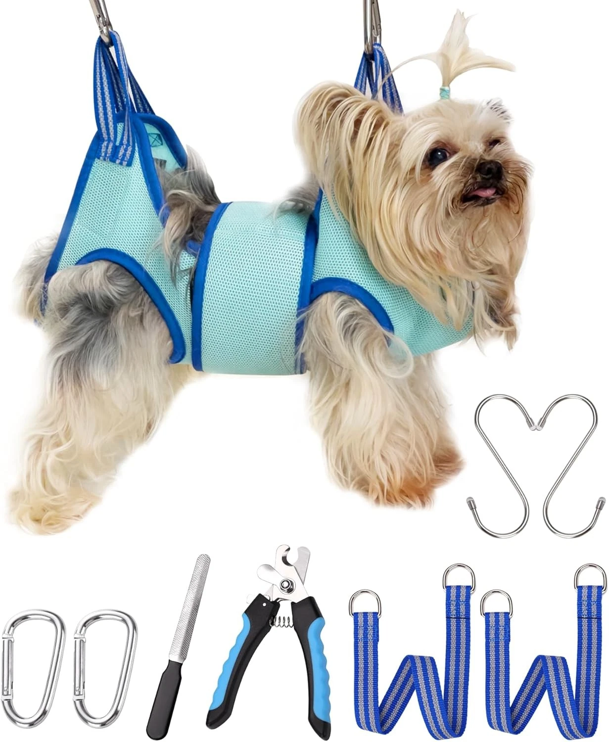 Dog Grooming Hammock, 2023 New Edition XX-Small, XX-Small 7 LB Max/Turquoise