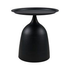 Minimalist Black Metal Side Table 39cm Round Bedside Nightstand Home Furniture