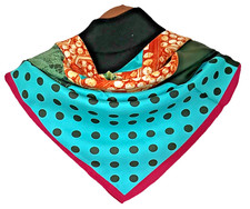 35"x35"Dots Flowers Print Pure Mulberry Twill Silk14momme Scarf 88x88cm6-44