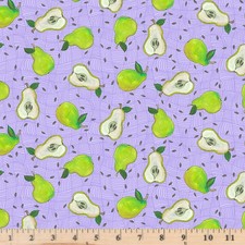 Fruitopia We Make A Great Pear Purple PWHG009 100 Cotton By Half Yard Cont Cuts