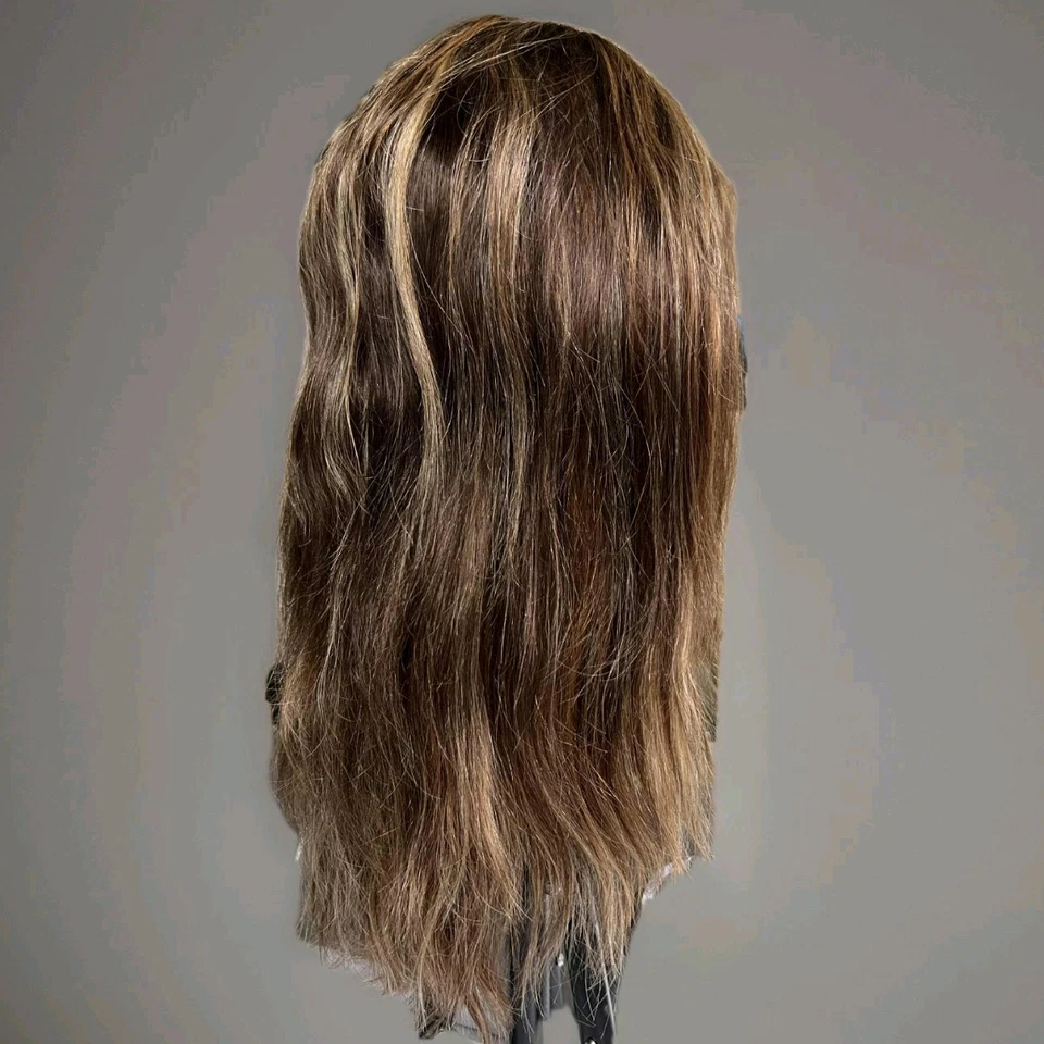 Cabello Lacto 16" Marrón Claro con reflejos rubios Remy, flequillo largo Foto 3 de 4