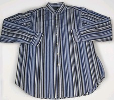 Polo Ralph Lauren Estate Classic Fit Button Down Shirt Size 17 1/2 Blue Striped