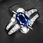 925 Sterling Silver White Gold Rings Fabulous Vivid Blue Sapphire 1.26Ct Size 6