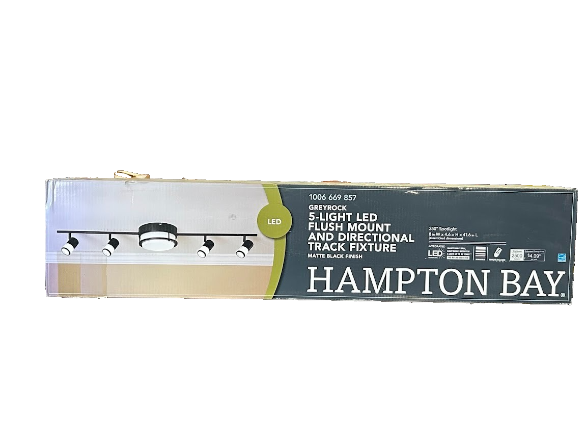 Hampton Bay Greyrock 3.44ft LED Track Lighting Kit Matte Black 4 Fixed Heads