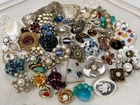 Lot Vtg Costume Jewelry Single Earrings Clip On Craft Repurpose Rhinestone J