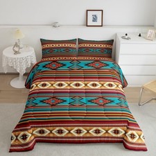 Southwestern Boho Design Comforter Set Queen Size,Rustic Western Bedding for ...
