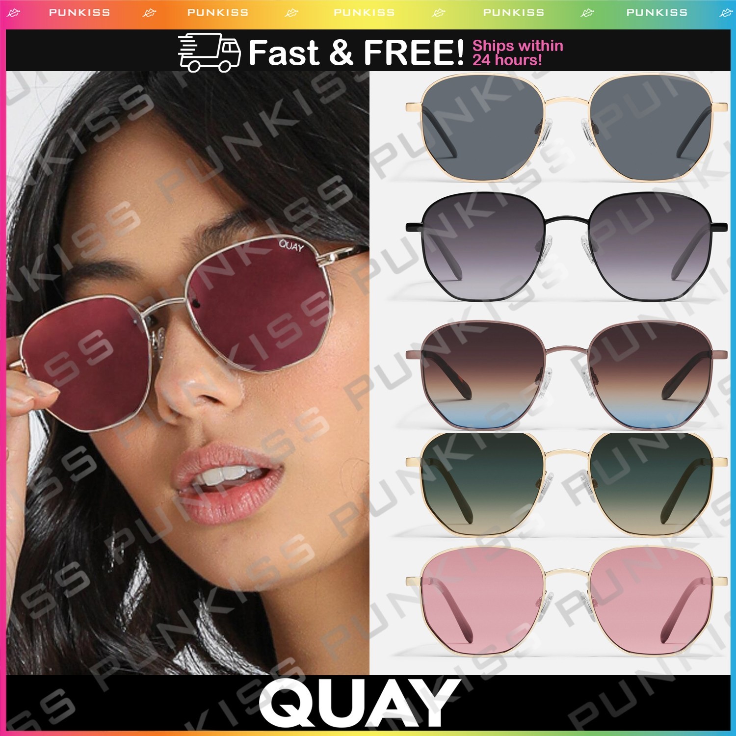 NEW Quay Australia Big Time Geometric Sunglasses🔥Authorized QUAY Retailer