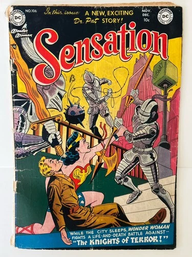 SENSATION COMICS #106 NovDec 1951 DC Golden Age-last Wonder Woman. Raw, Ungraded